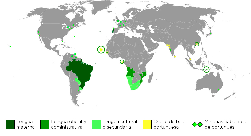 Mapa Portugués en el mundo